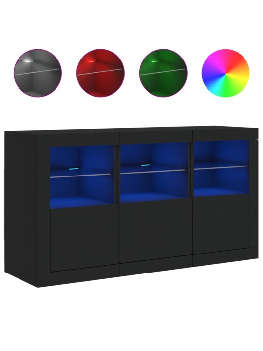 Kumode ar led lampiņām, melna, 123x37x67 cm