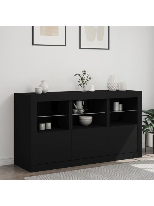 Kumode ar led lampiņām, melna, 123x37x67 cm