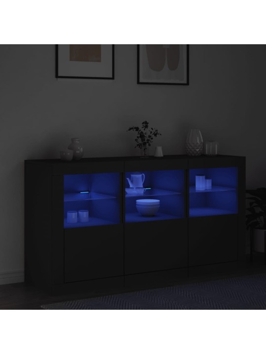 Kumode ar led lampiņām, melna, 123x37x67 cm