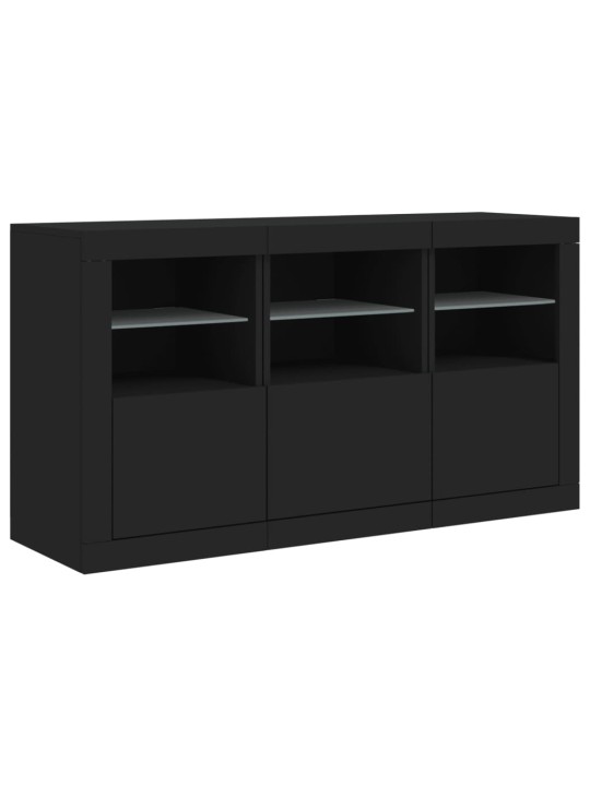 Kumode ar led lampiņām, melna, 123x37x67 cm