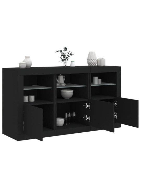 Kumode ar led lampiņām, melna, 123x37x67 cm