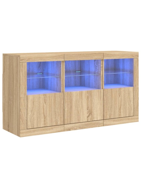 Kumode ar led lampiņām, ozolkoka krāsa, 123x37x67 cm