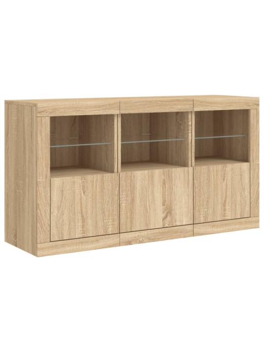Kumode ar led lampiņām, ozolkoka krāsa, 123x37x67 cm