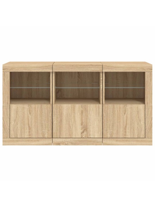 Kumode ar led lampiņām, ozolkoka krāsa, 123x37x67 cm