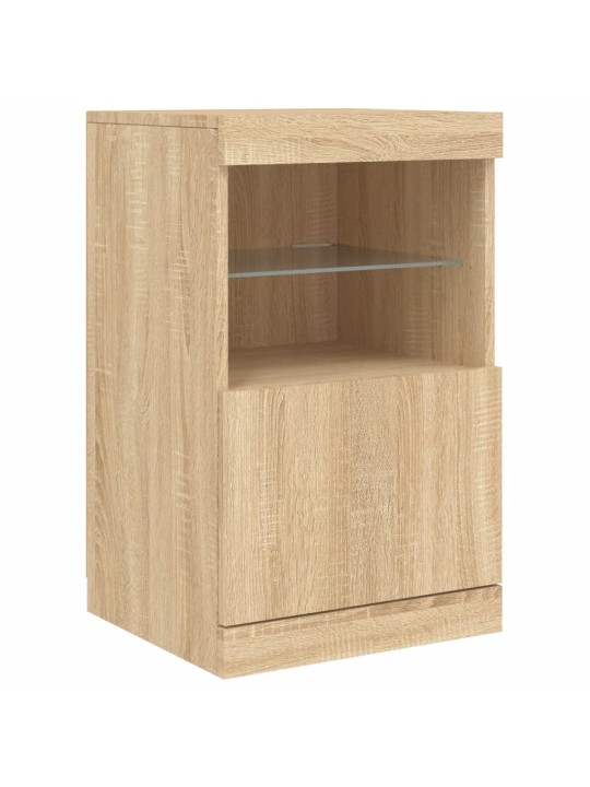 Kumode ar led lampiņām, ozolkoka krāsa, 123x37x67 cm