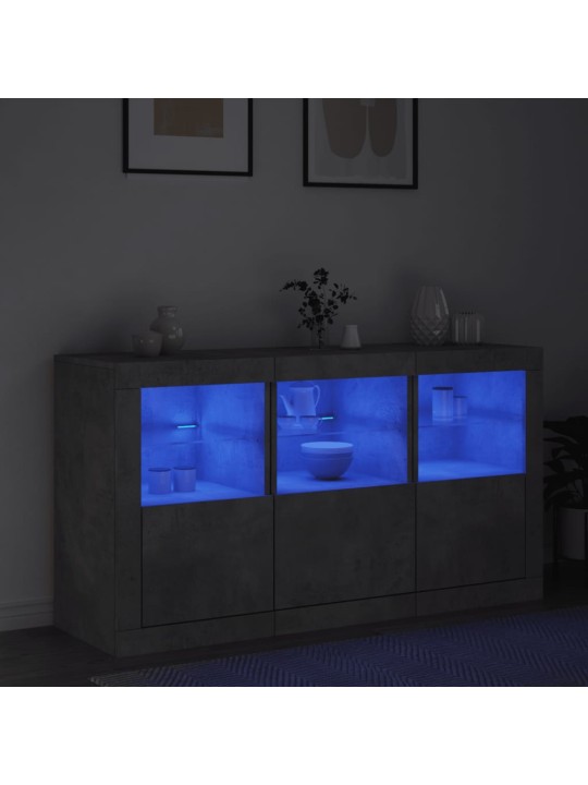 Kumode ar led lampiņām, betona pelēka, 123x37x67 cm