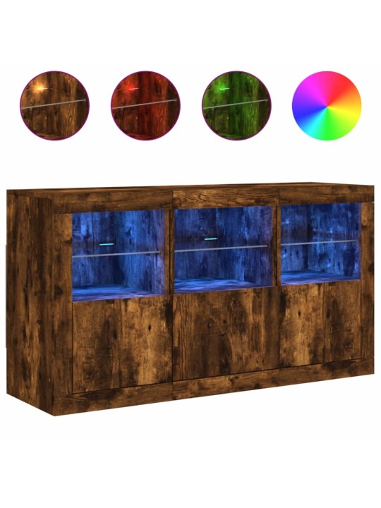 Kumode ar led lampiņām, ozolkoka krāsa, 123x37x67 cm