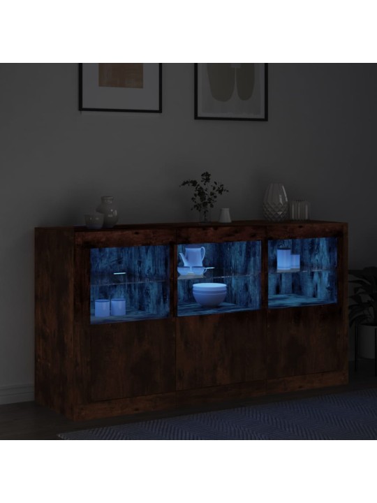 Kumode ar led lampiņām, ozolkoka krāsa, 123x37x67 cm