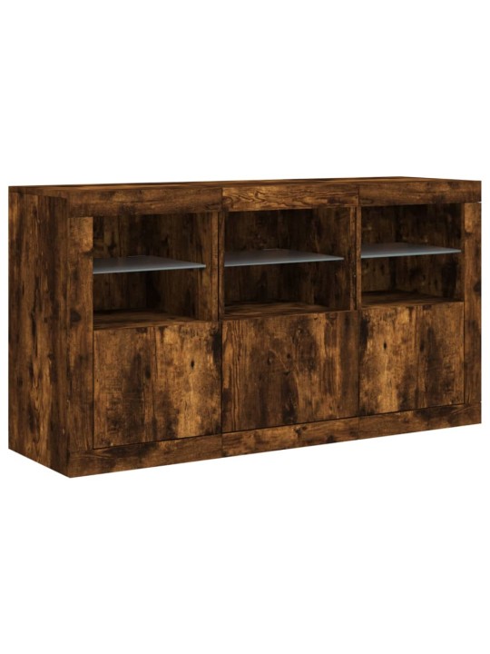 Kumode ar led lampiņām, ozolkoka krāsa, 123x37x67 cm