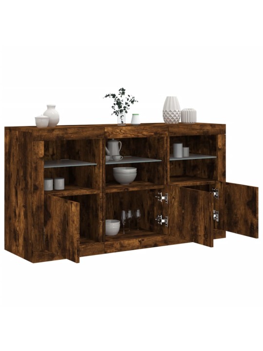 Kumode ar led lampiņām, ozolkoka krāsa, 123x37x67 cm