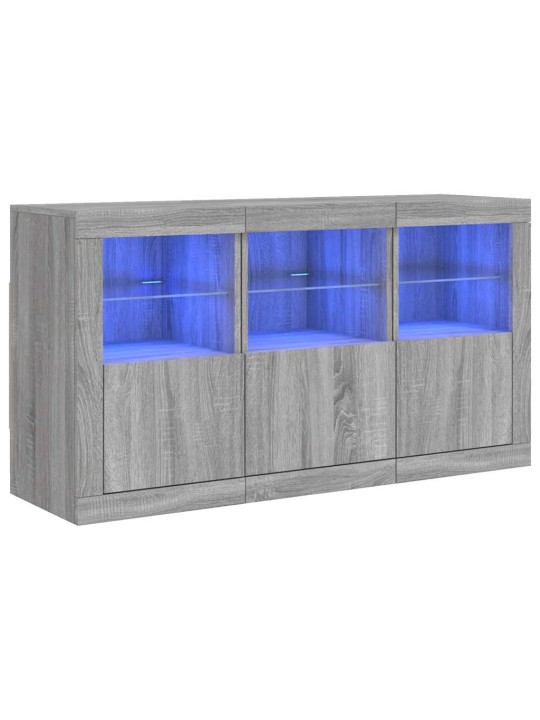 Kumode ar led lampiņām, pelēka ozolkoka krāsa, 123x37x67 cm