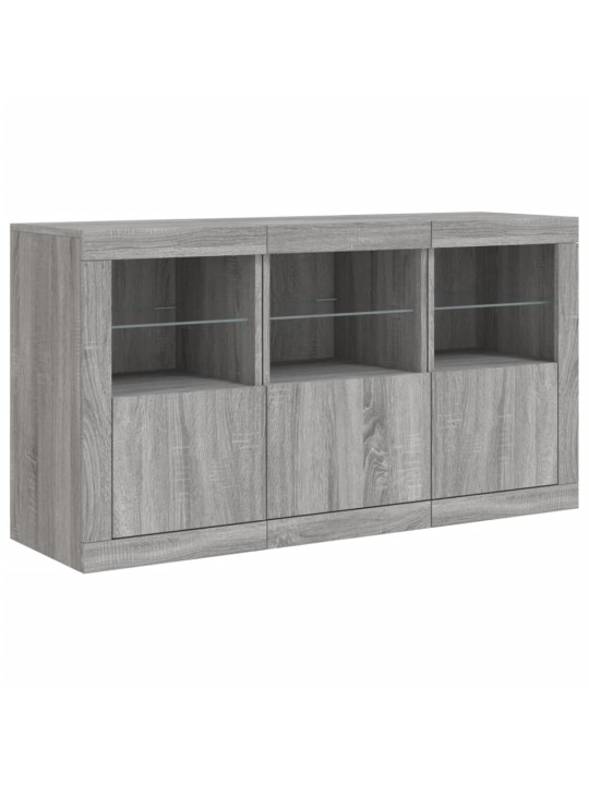 Kumode ar led lampiņām, pelēka ozolkoka krāsa, 123x37x67 cm