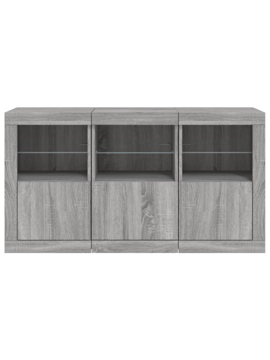 Kumode ar led lampiņām, pelēka ozolkoka krāsa, 123x37x67 cm