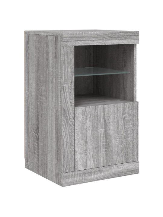 Kumode ar led lampiņām, pelēka ozolkoka krāsa, 123x37x67 cm