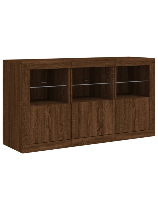 Kumode ar led lampiņām, brūna koka krāsa, 123x37x67 cm