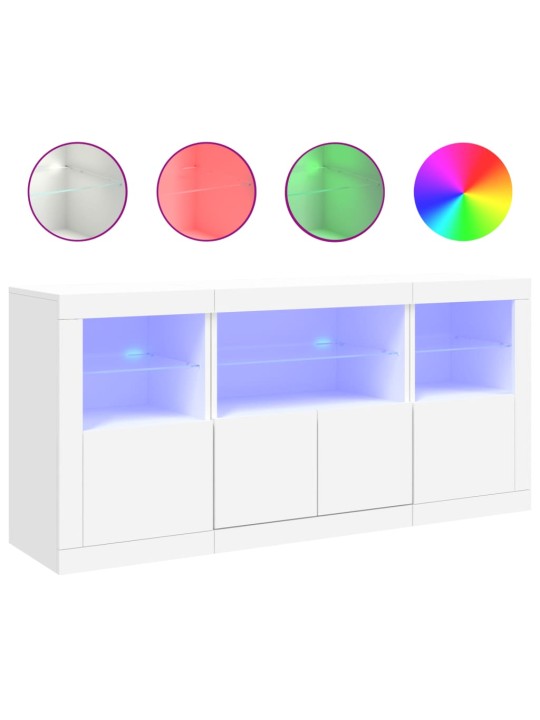 Kumode ar led lampiņām, 142,5x37x67 cm, balta