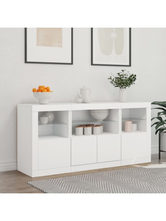 Kumode ar led lampiņām, 142,5x37x67 cm, balta