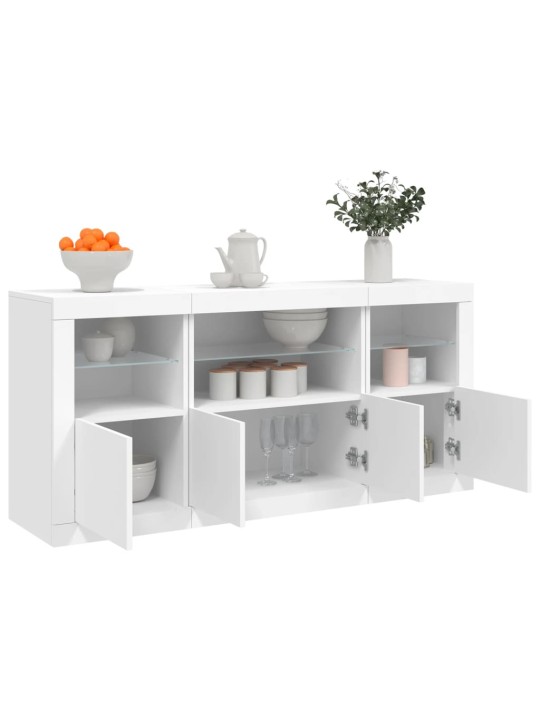 Kumode ar led lampiņām, 142,5x37x67 cm, balta