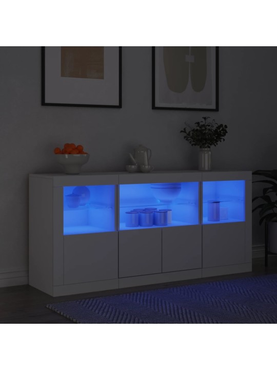 Kumode ar led lampiņām, 142,5x37x67 cm, balta
