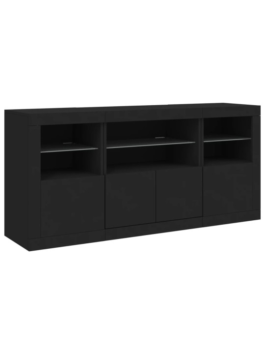 Kumode ar led lampiņām, melna, 142,5x37x67 cm