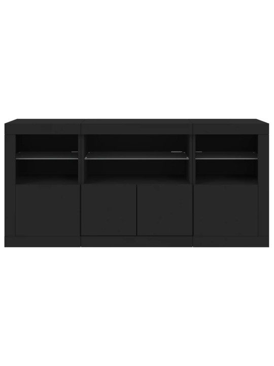 Kumode ar led lampiņām, melna, 142,5x37x67 cm
