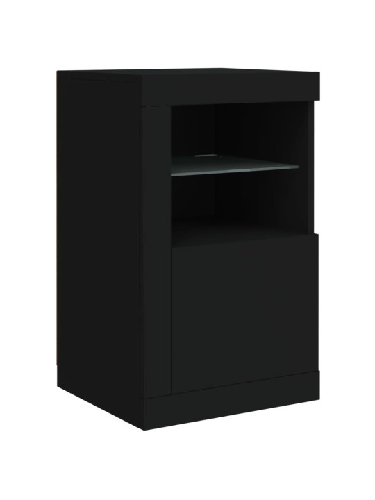 Kumode ar led lampiņām, melna, 142,5x37x67 cm