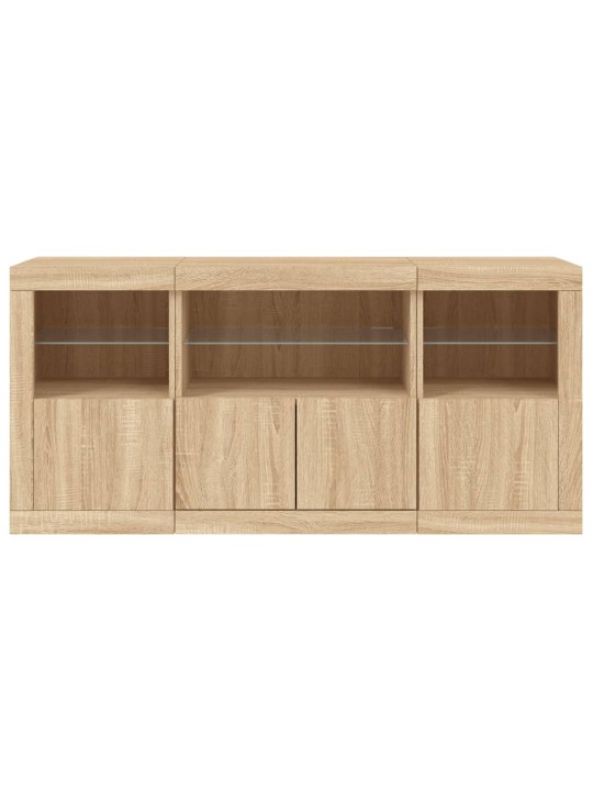 Kumode ar led lampiņām, ozolkoka krāsa, 142,5x37x67 cm