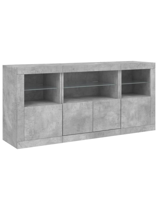 Kumode ar led lampiņām, betona pelēka, 142,5x37x67 cm