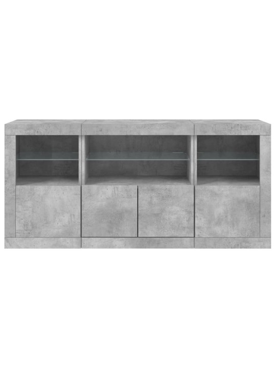 Kumode ar led lampiņām, betona pelēka, 142,5x37x67 cm