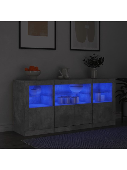 Kumode ar led lampiņām, betona pelēka, 142,5x37x67 cm
