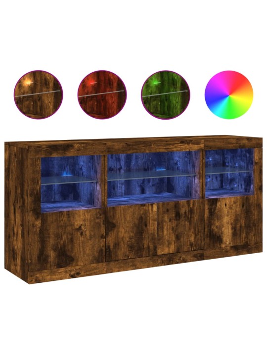 Kumode ar led lampiņām, ozolkoka krāsa, 142,5x37x67 cm