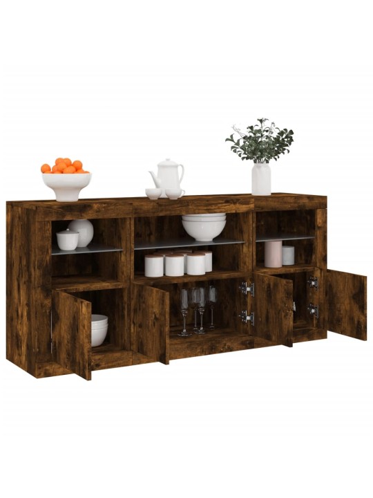 Kumode ar led lampiņām, ozolkoka krāsa, 142,5x37x67 cm