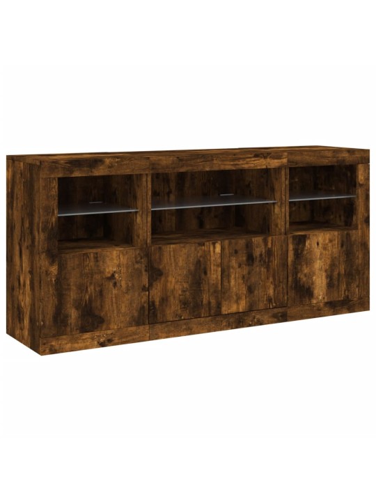 Kumode ar led lampiņām, ozolkoka krāsa, 142,5x37x67 cm
