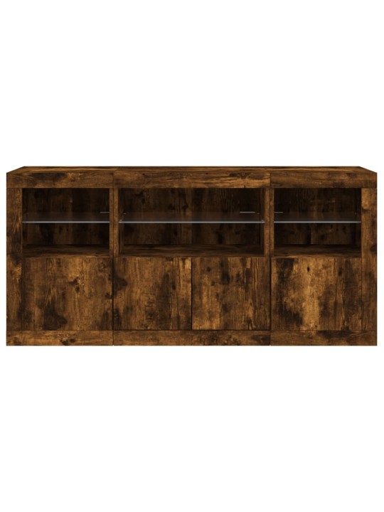 Kumode ar led lampiņām, ozolkoka krāsa, 142,5x37x67 cm