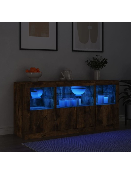 Kumode ar led lampiņām, ozolkoka krāsa, 142,5x37x67 cm