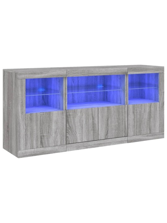 Kumode ar led lampiņām, pelēka ozolkoka krāsa, 142,5x37x67 cm