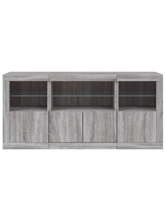 Kumode ar led lampiņām, pelēka ozolkoka krāsa, 142,5x37x67 cm