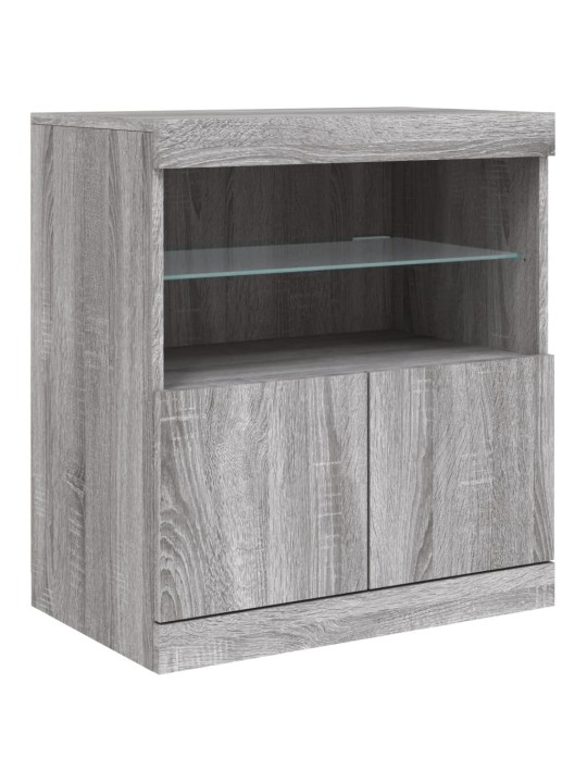 Kumode ar led lampiņām, pelēka ozolkoka krāsa, 142,5x37x67 cm