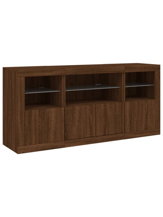 Kumode ar led lampiņām, brūna koka krāsa, 142,5x37x67 cm