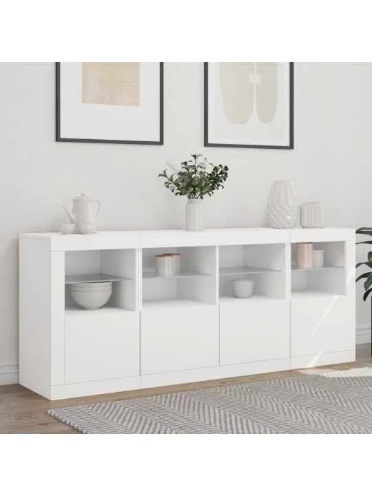 Kumode ar led lampiņām, 163x37x67 cm, balta