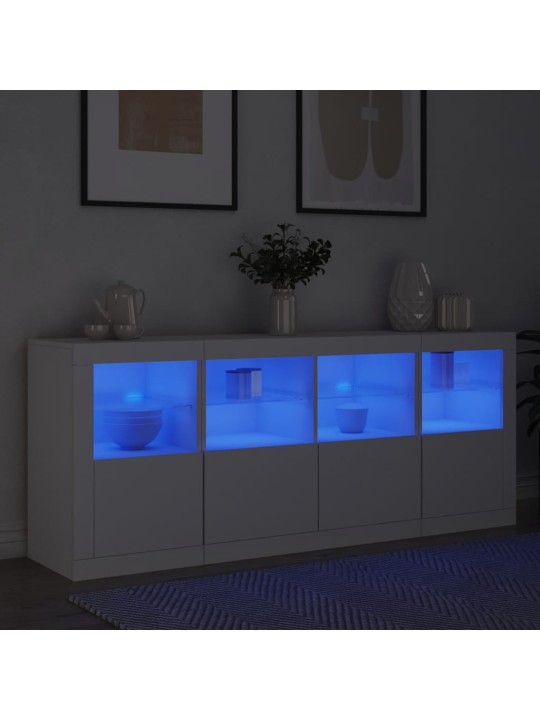 Kumode ar led lampiņām, 163x37x67 cm, balta