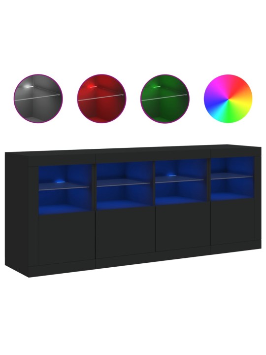 Kumode ar led lampiņām, melna, 163x37x67 cm