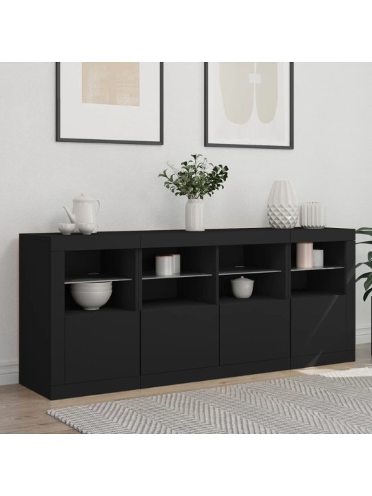 Kumode ar led lampiņām, melna, 163x37x67 cm