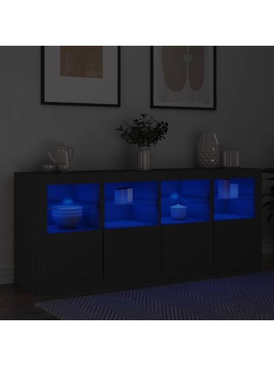 Kumode ar led lampiņām, melna, 163x37x67 cm