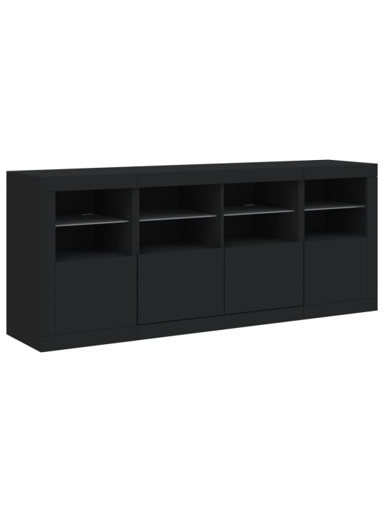Kumode ar led lampiņām, melna, 163x37x67 cm