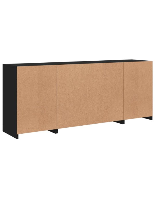 Kumode ar led lampiņām, melna, 163x37x67 cm
