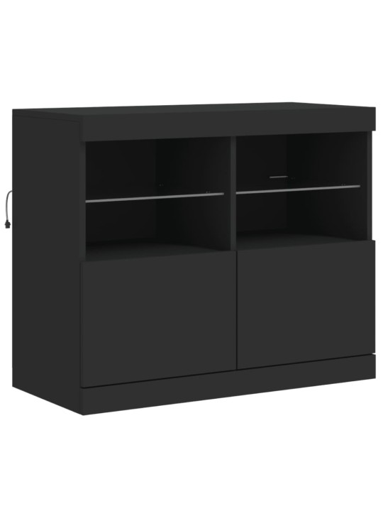 Kumode ar led lampiņām, melna, 163x37x67 cm