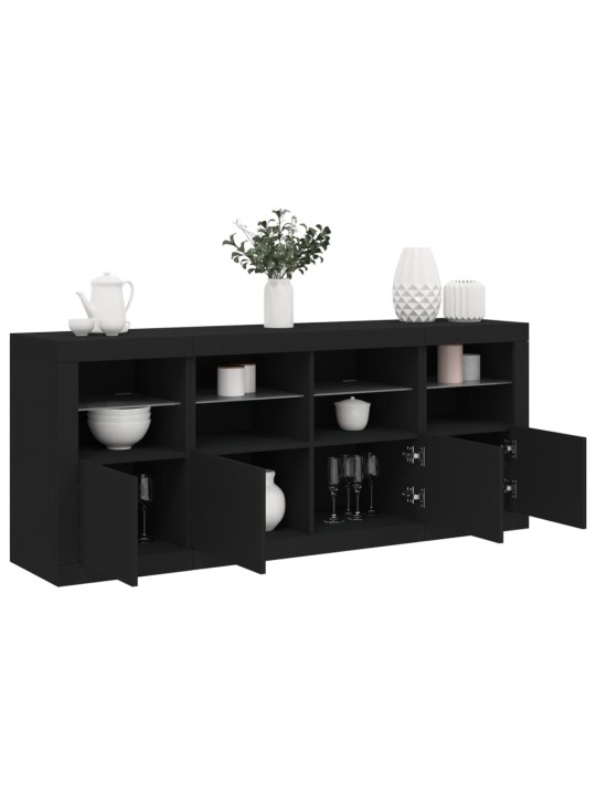 Kumode ar led lampiņām, melna, 163x37x67 cm