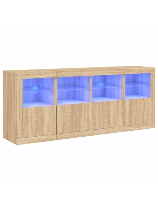 Kumode ar led lampiņām, ozolkoka krāsa, 163x37x67 cm