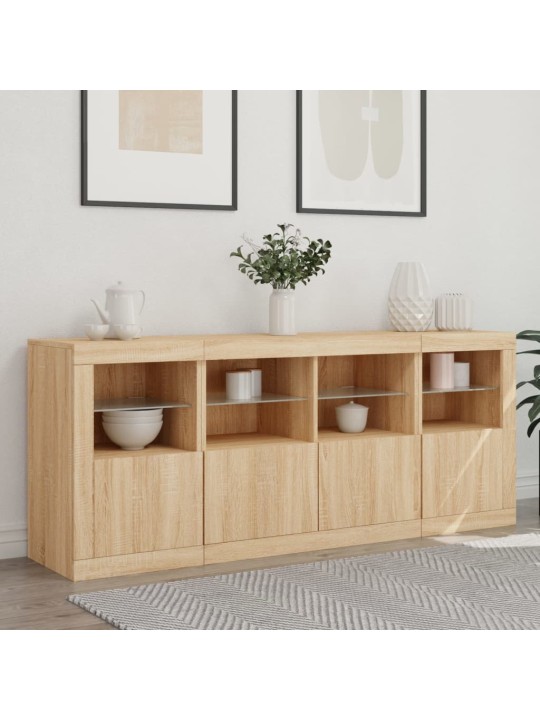 Kumode ar led lampiņām, ozolkoka krāsa, 163x37x67 cm